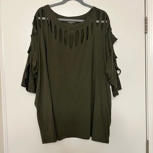 Torrid Dark Green Cutout Sleeve Blouse